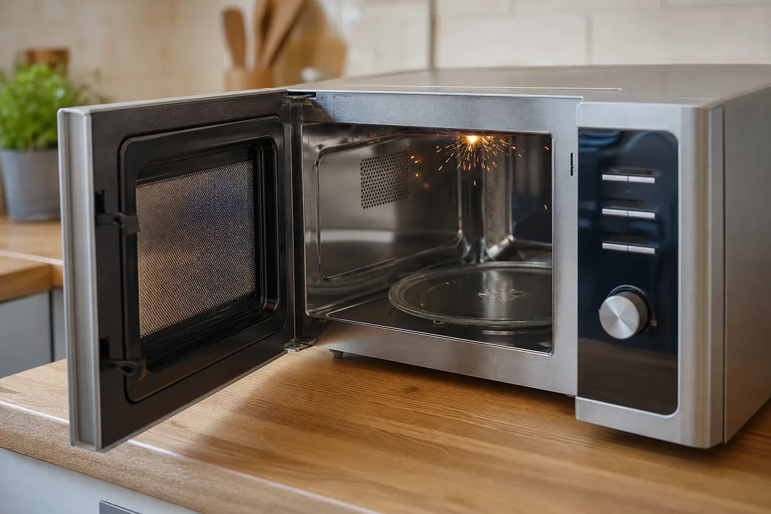 Four à micro-ondes qui fait des étincelles : causes et solutions