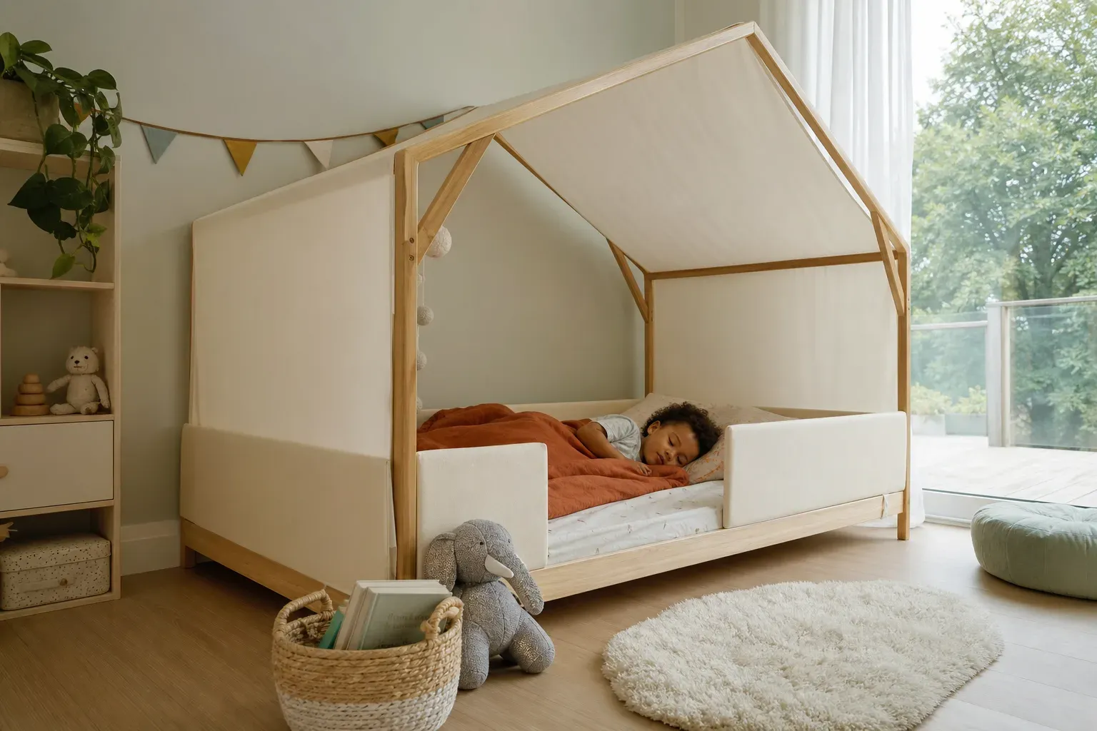 Lit Montessori avec couverture de protection : sécurité et confort au rendez-vous