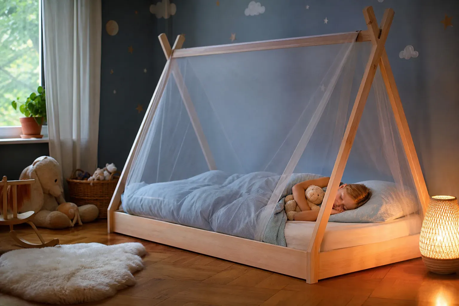 Lit tipi avec moustiquaire intégrée : Protection et confort avec un lit tipi à moustiquaire