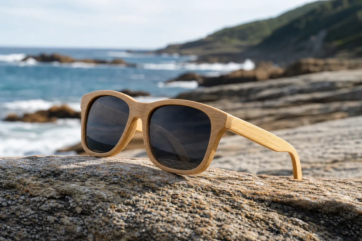 Lunette de soleil en bois faite en bambou compressé : résistance et légèreté réunies